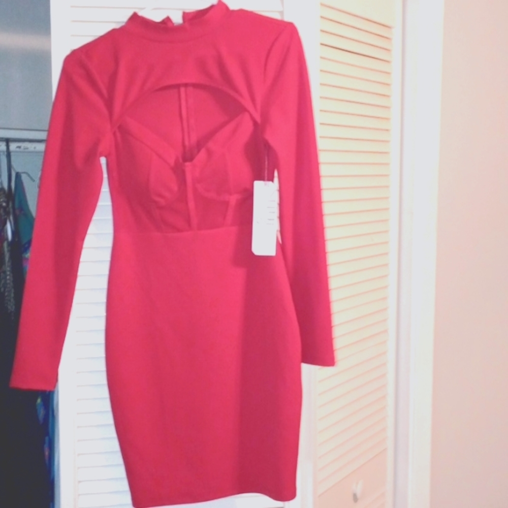 NEW WITH TAGS Red corset dress with sleeves